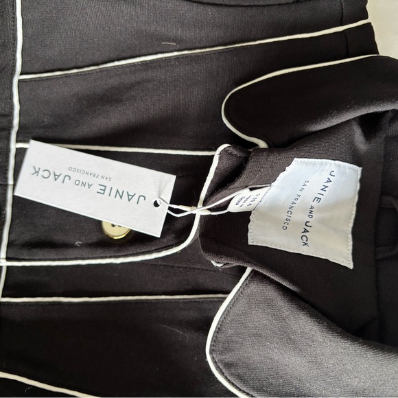 Janie and Jack Black Coat in Ponte with White Trim - Picture 3 of 6